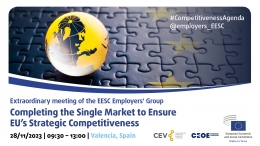 Event poster showing an EU puzzle and a globe